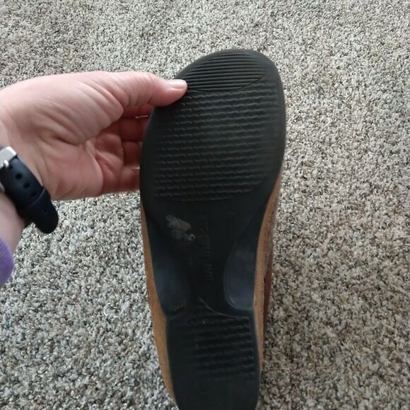 Haflinger Womens 41 Slip On Mule Clogs Wool Wedge Brown Tan - Picture 7 of 13